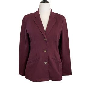 Isabella Bird Anthropologie Long Knit Long Maroon Wine Blazer Jacket Coat L
